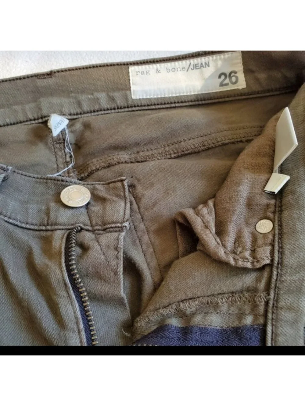 Rag and bone Olive green skinny jeans